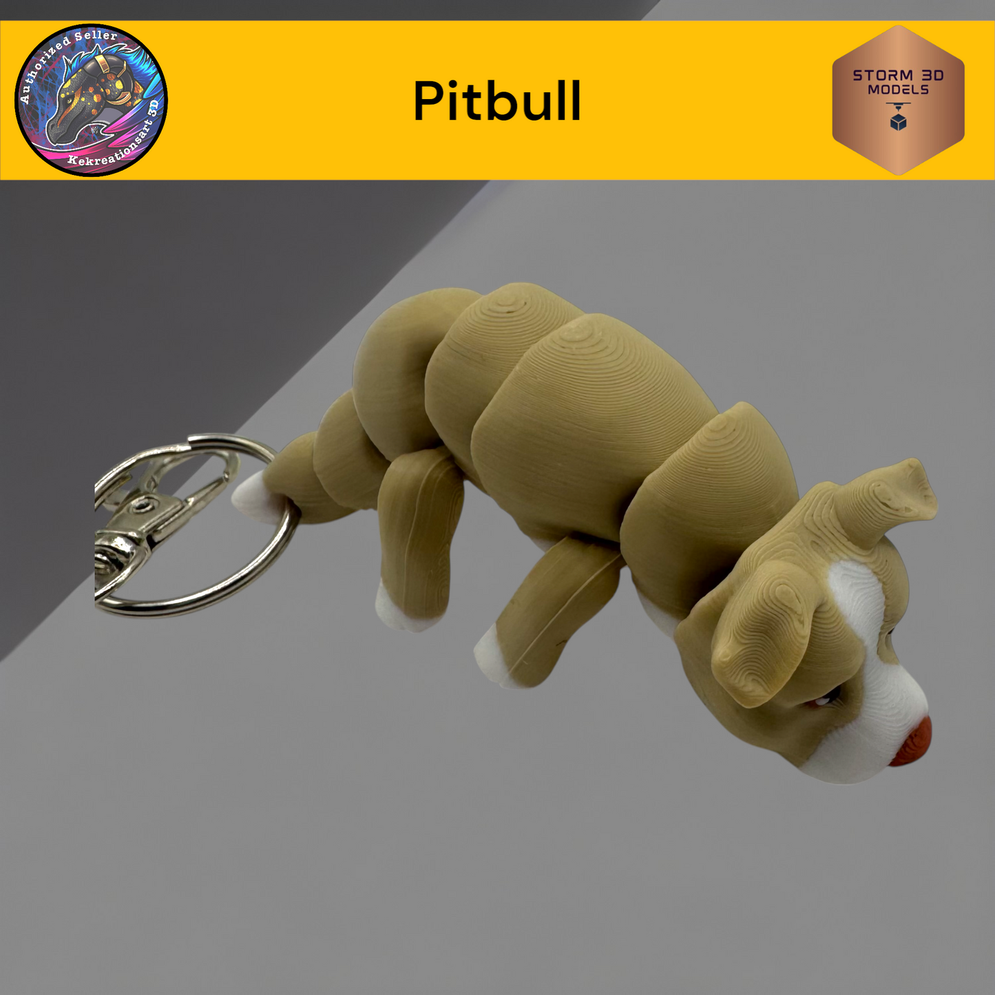 Baby Pitbull 3d Printed Flexi Keychain
