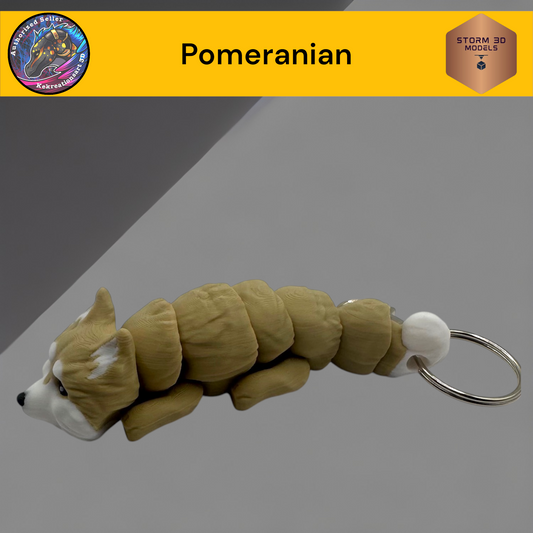 Baby Pomeranian 3d Printed Flexi Keychain