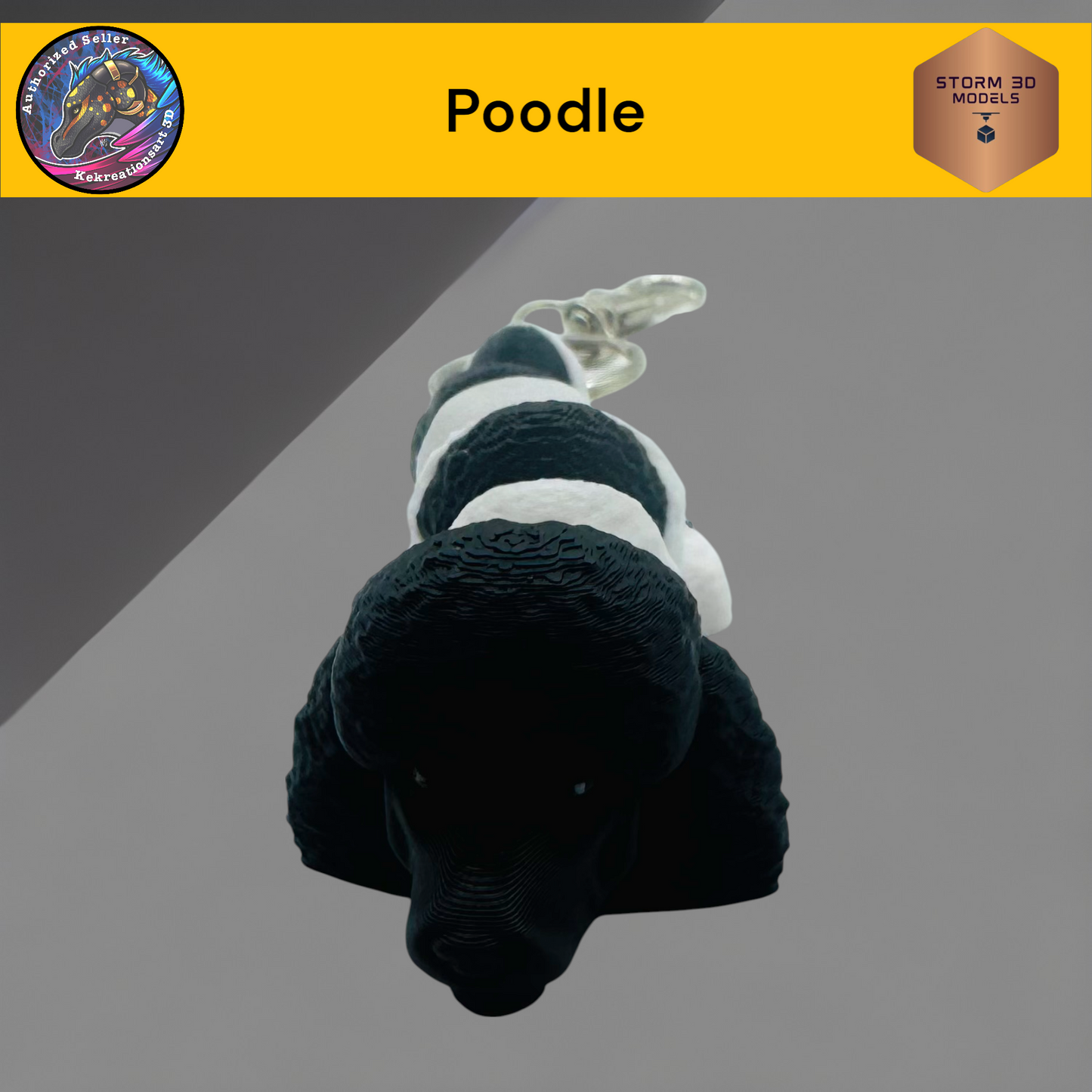 Baby Poodle 3d Printed Flexi Keychain