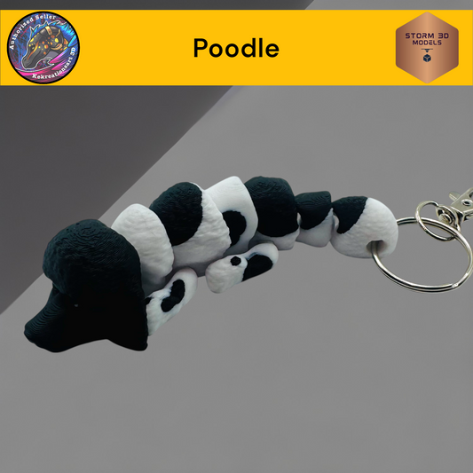 Baby Poodle 3d Printed Flexi Keychain