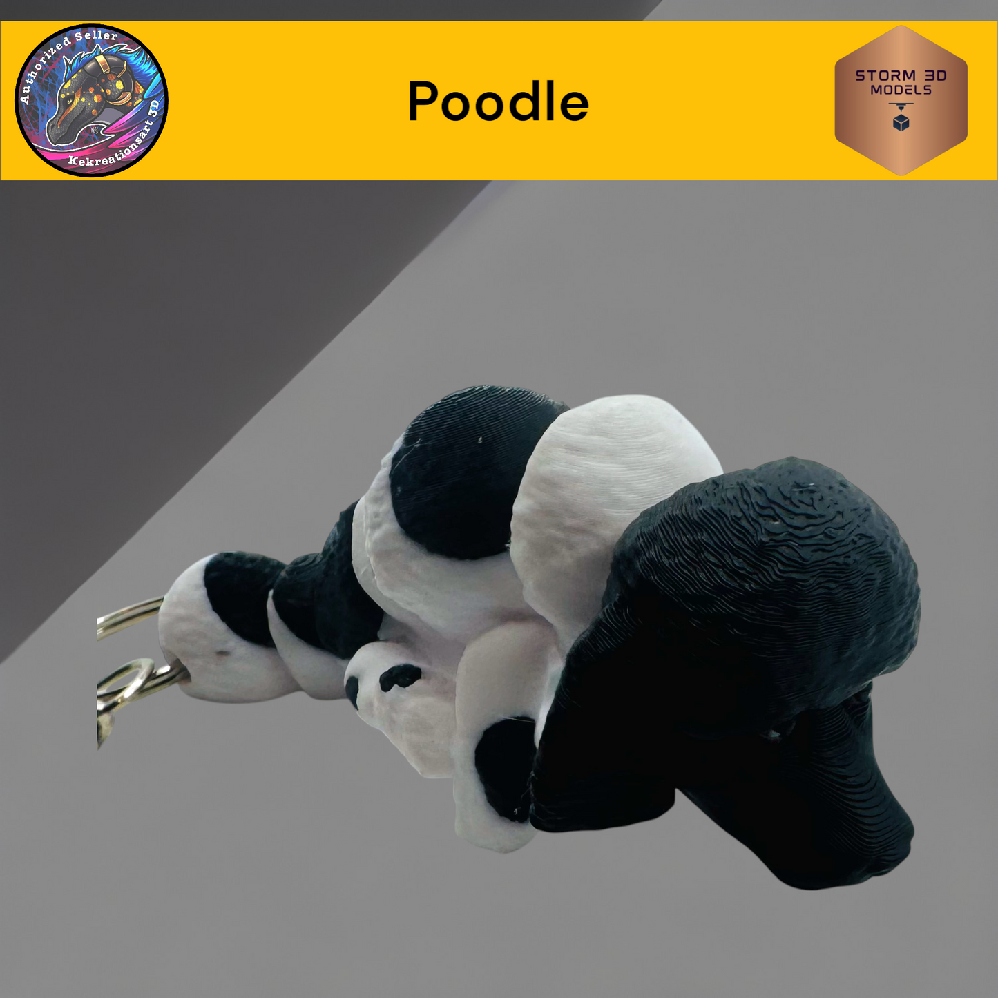 Baby Poodle 3d Printed Flexi Keychain