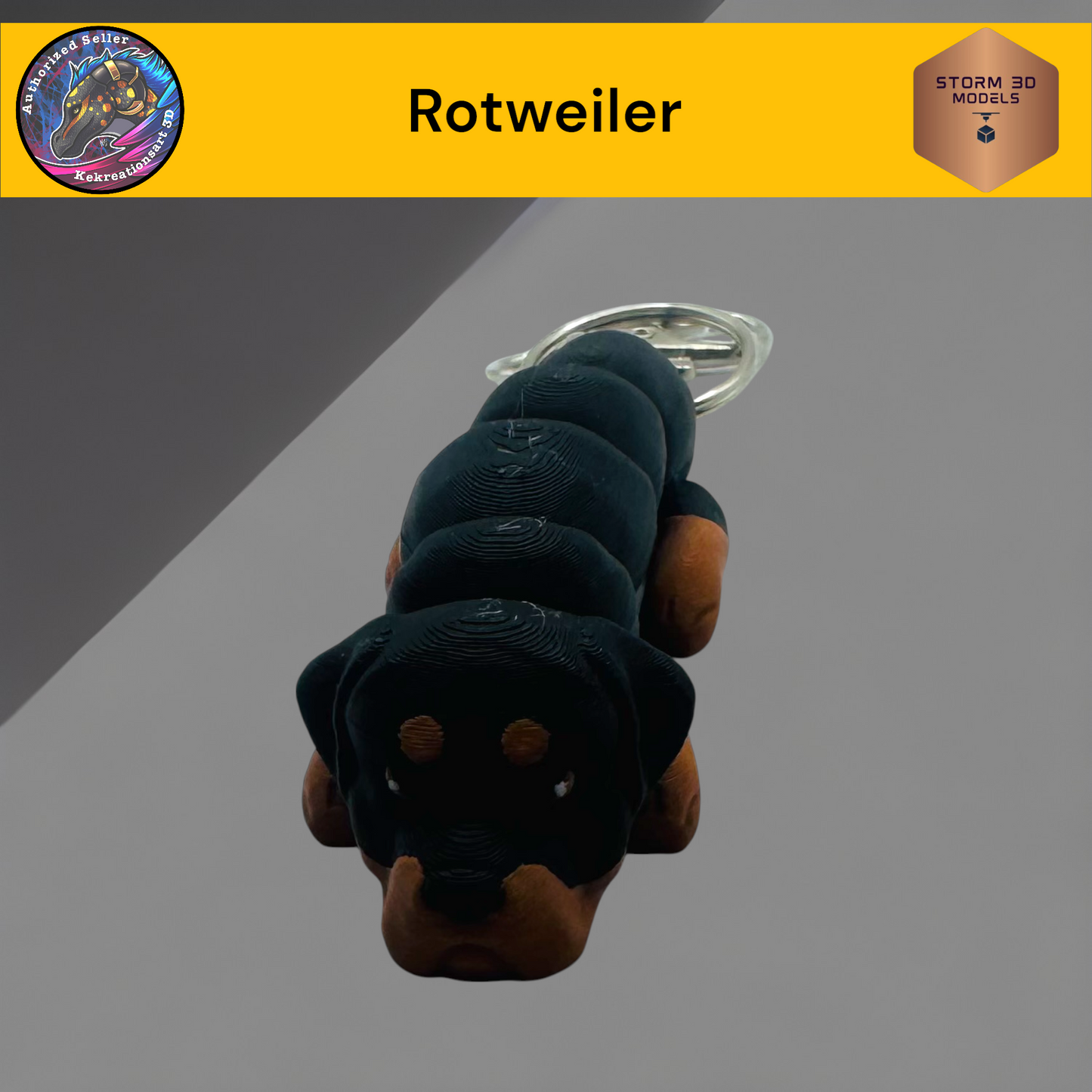 Baby Rottweiler 3d Printed Flexi Keychain