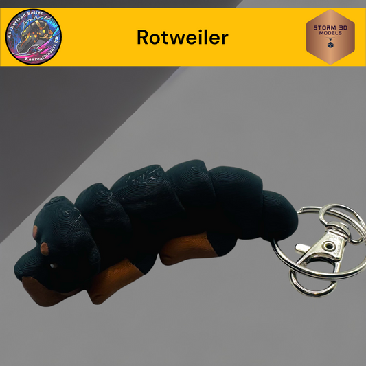 Baby Rottweiler 3d Printed Flexi Keychain