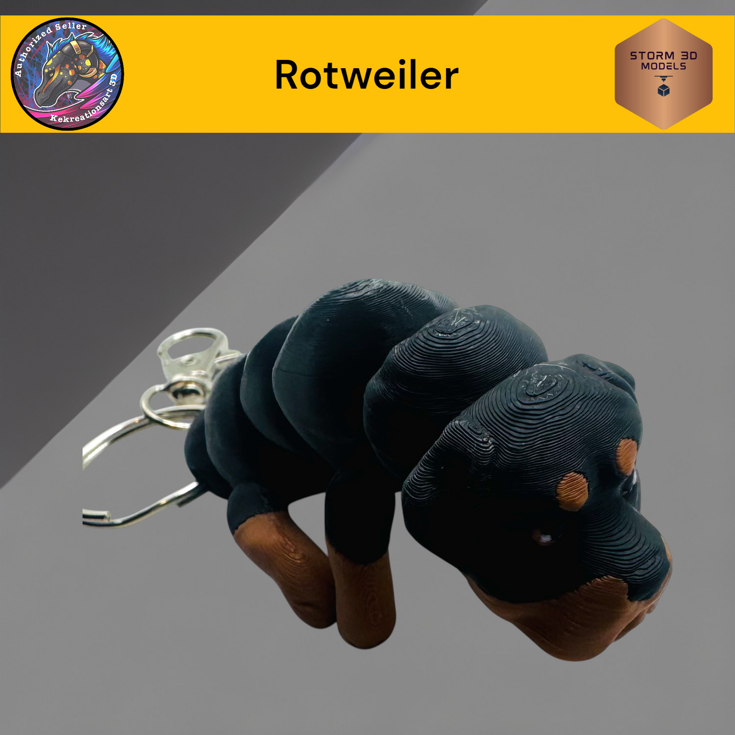 Baby Rottweiler 3d Printed Flexi Keychain