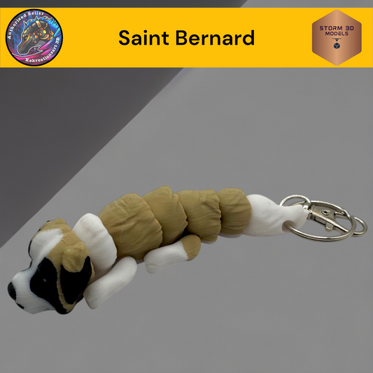 Baby Saint Bernard 3d Printed Flexi Keychain