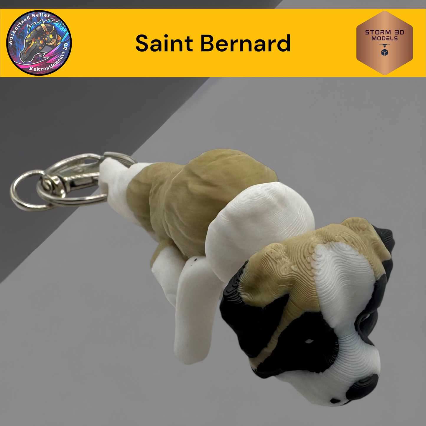 Baby Saint Bernard 3d Printed Flexi Keychain