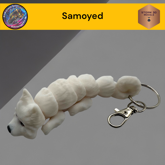 Baby Samoyed 3d Printed Flexi Keychain