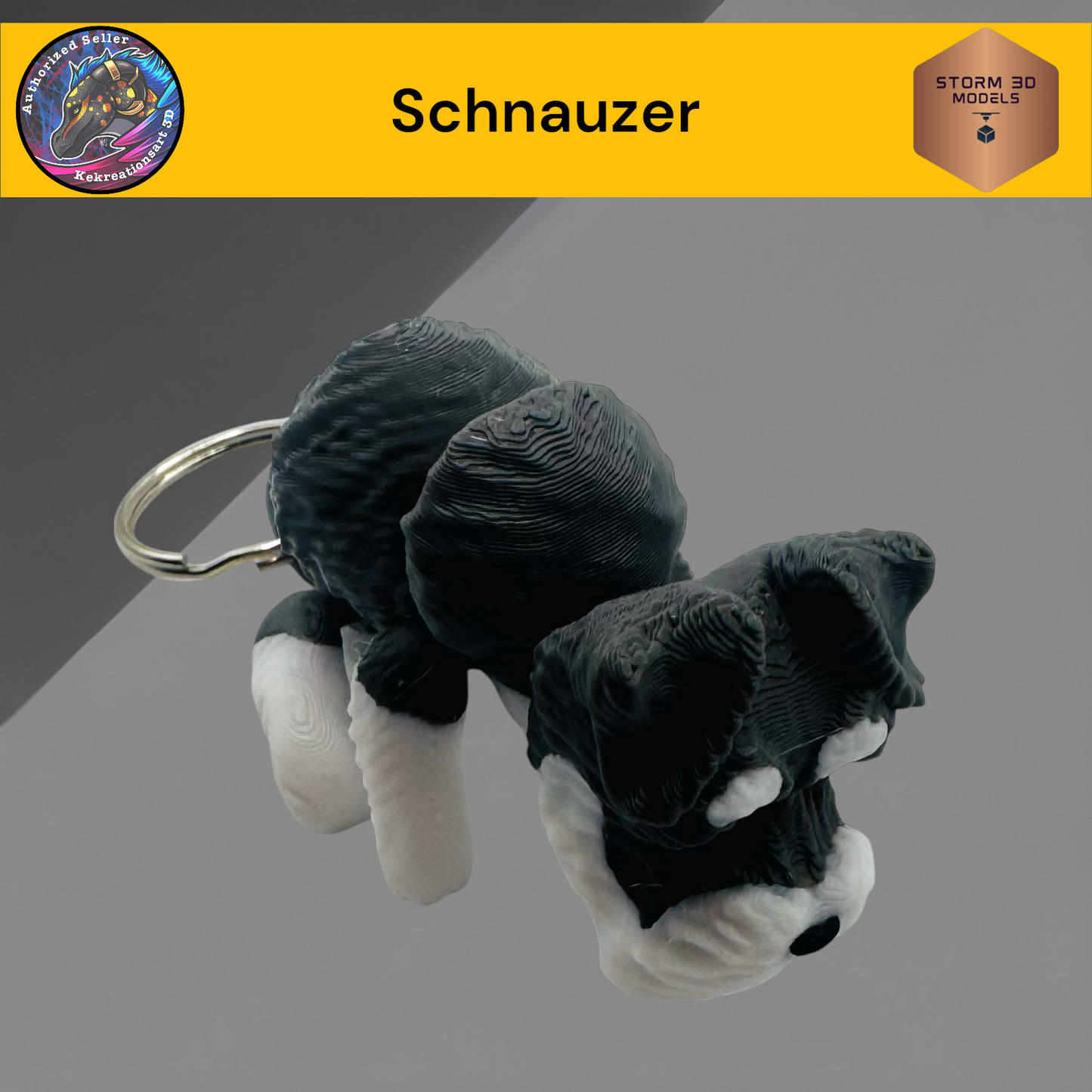 Baby Schnauzer 3d Printed Flexi Keychain