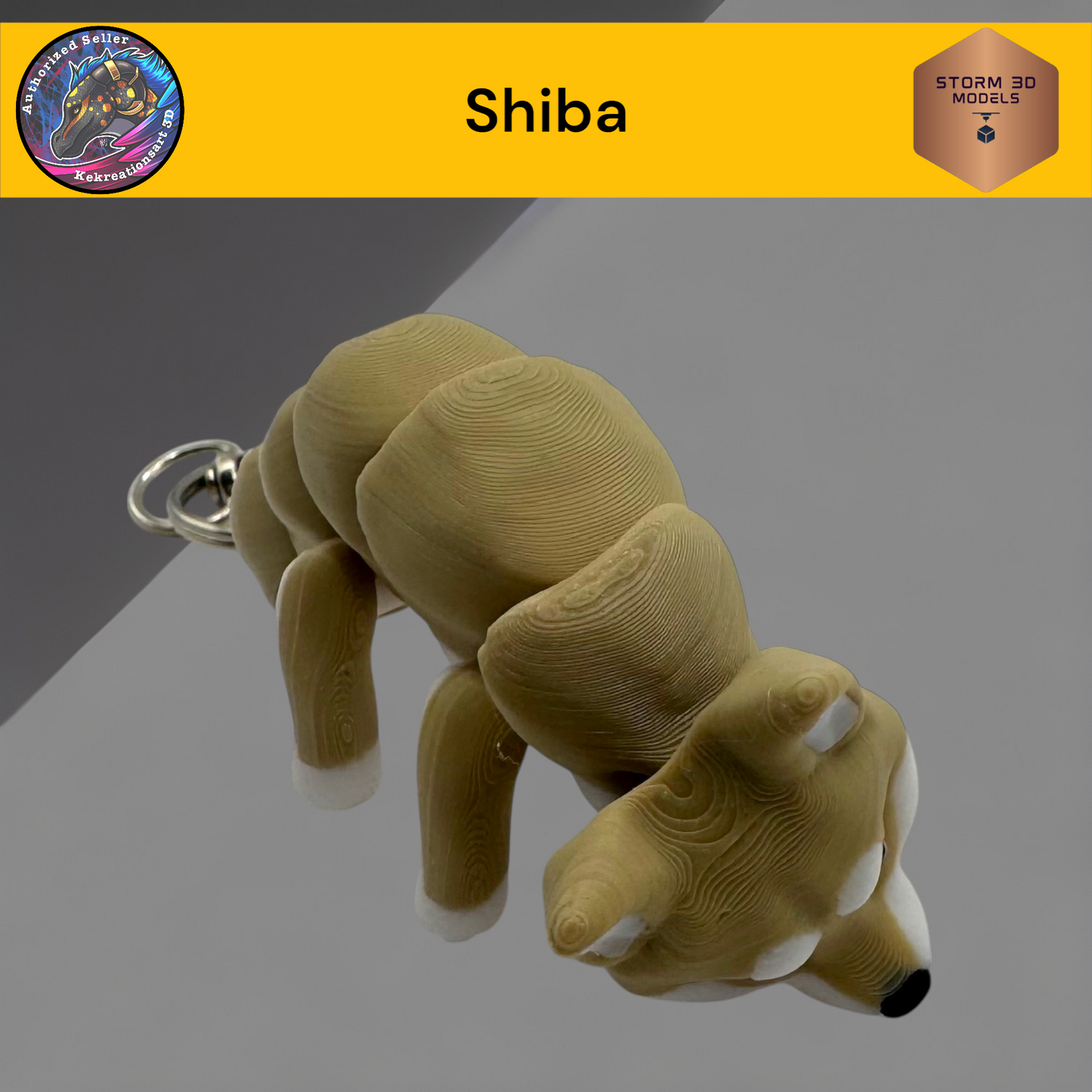 Baby Shiba 3d Printed Flexi Keychain