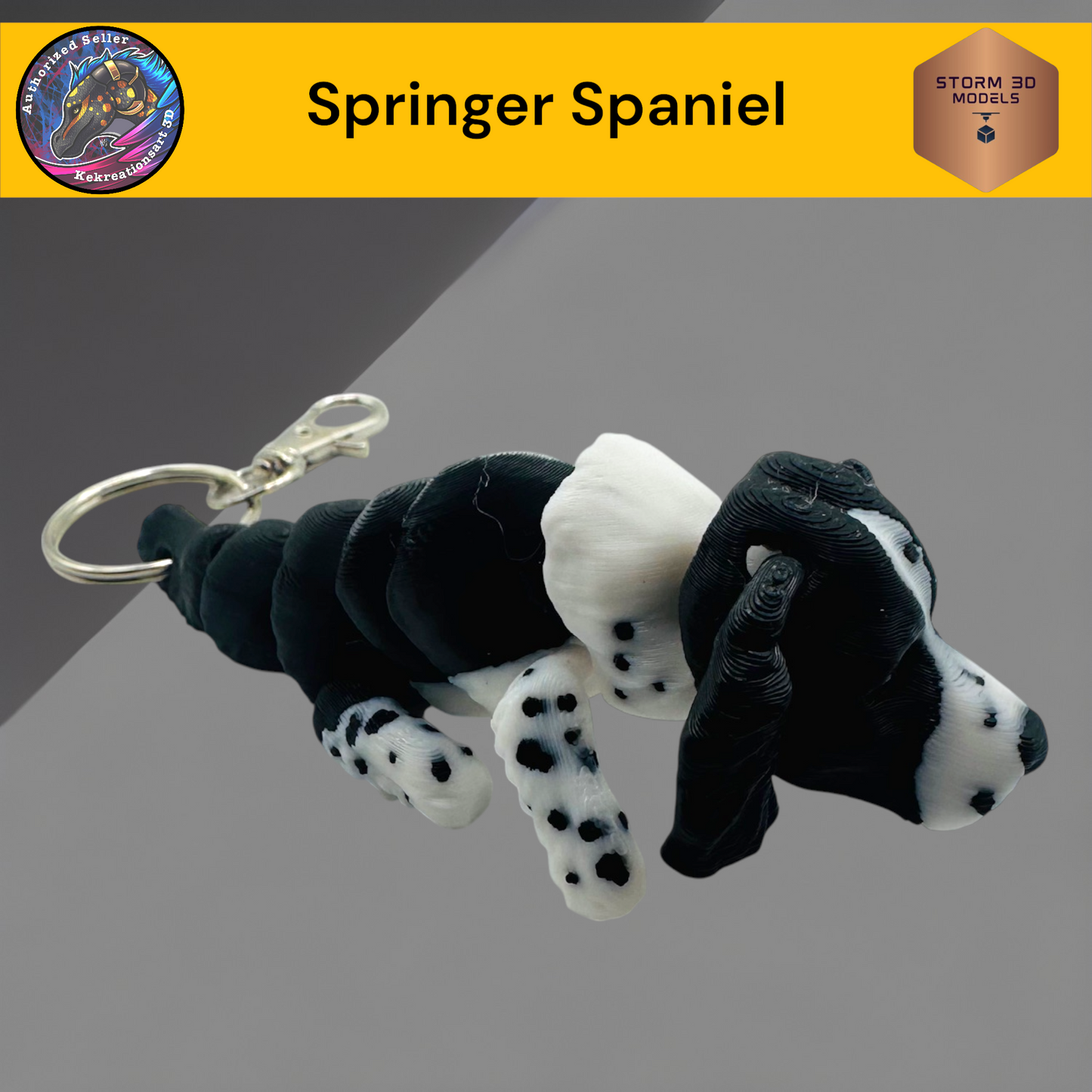 Baby Springer Spaniel 3d Printed Flexi Keychain