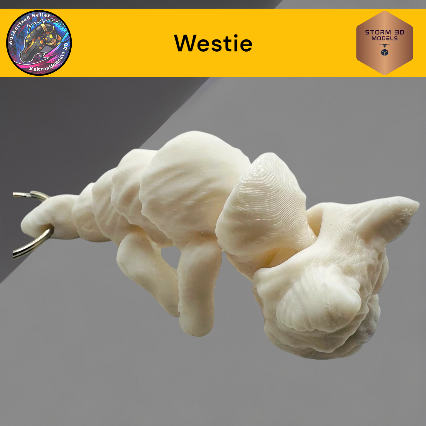 Baby Westie 3d Printed Flexi Keychain