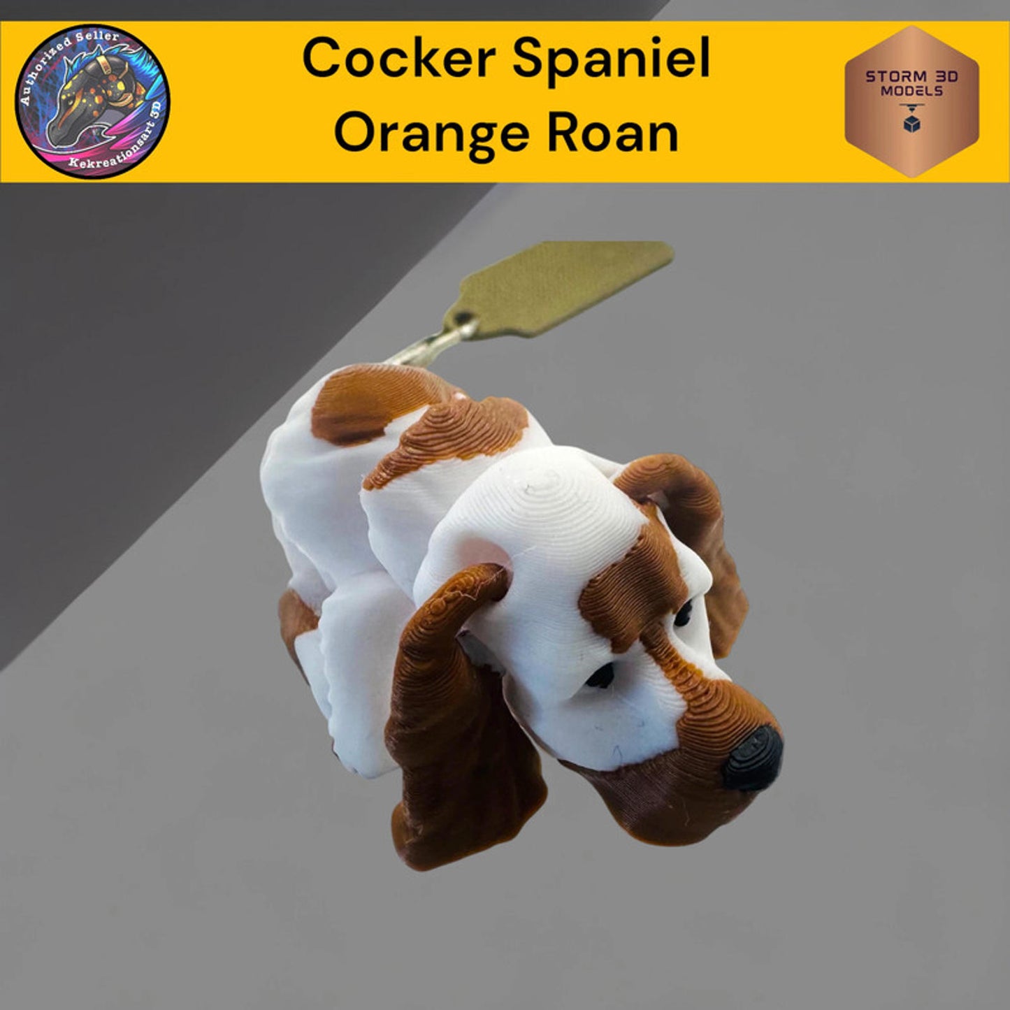 Pawfect Pets Baby Cocker Spaniel Orange Roan Keychain 3D Printed