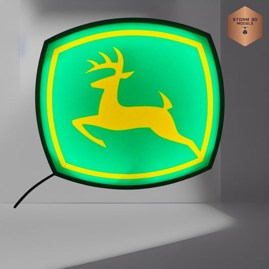 John Deere LED Lightbox – 3D Printed Tractor Logo Lamp, hanging version