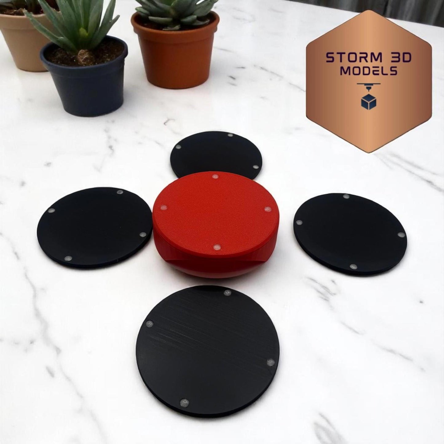 Massey Ferguson Coaster Set Round – 3D Printed Farm-Themed Drink Coasters