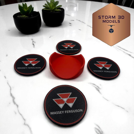 Massey Ferguson Coaster Set Round – 3D Printed Farm-Themed Drink Coasters