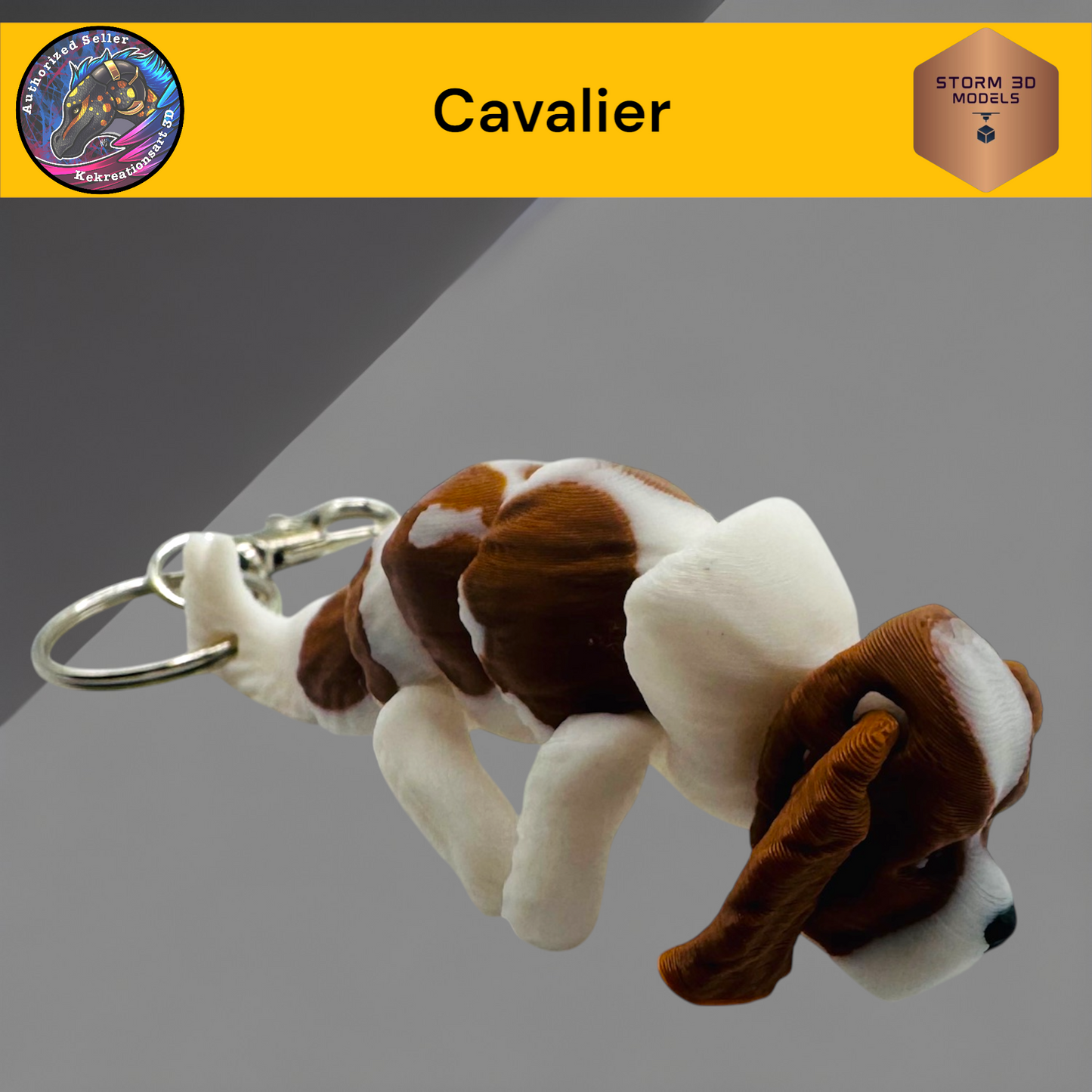 Baby Cavalier 3d Printed Flexi Keychain