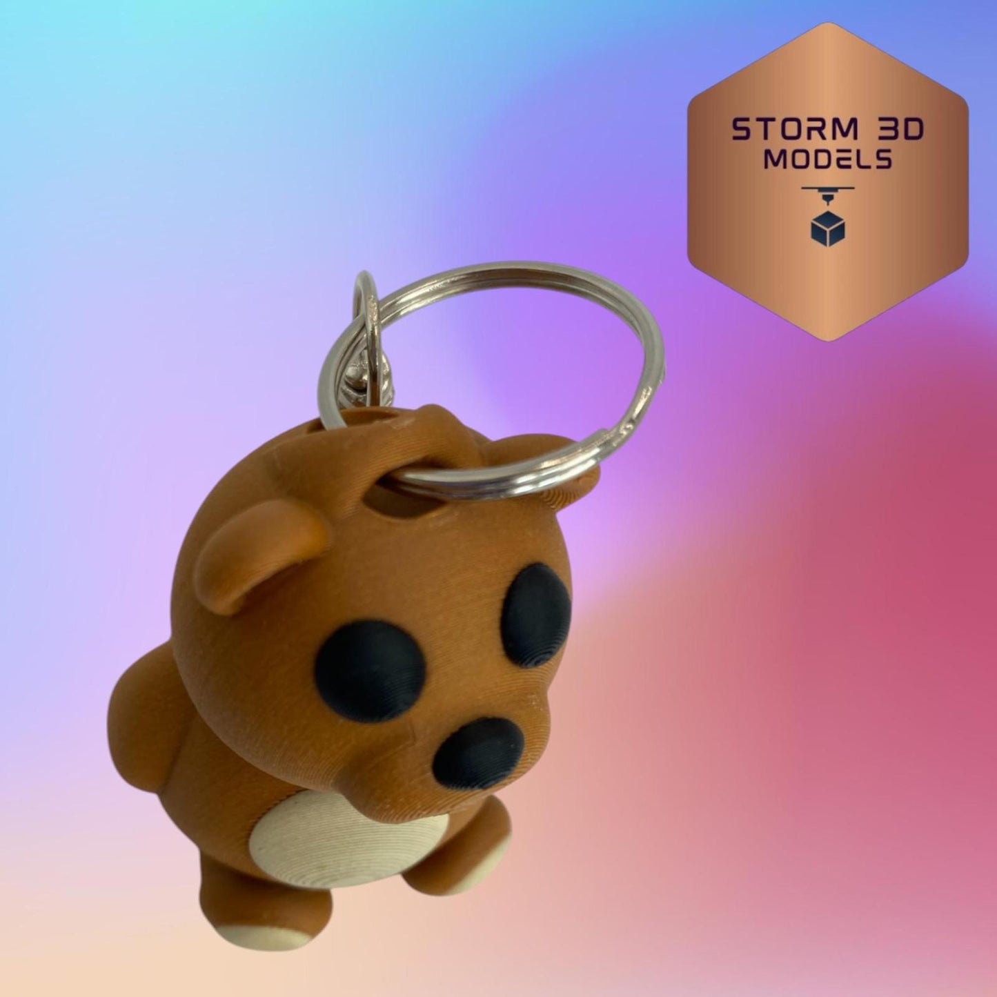 3D Printed Flexi Sitting Bear Keychain,Cute Bear, Fidget Toy, Animal Lover Gift
