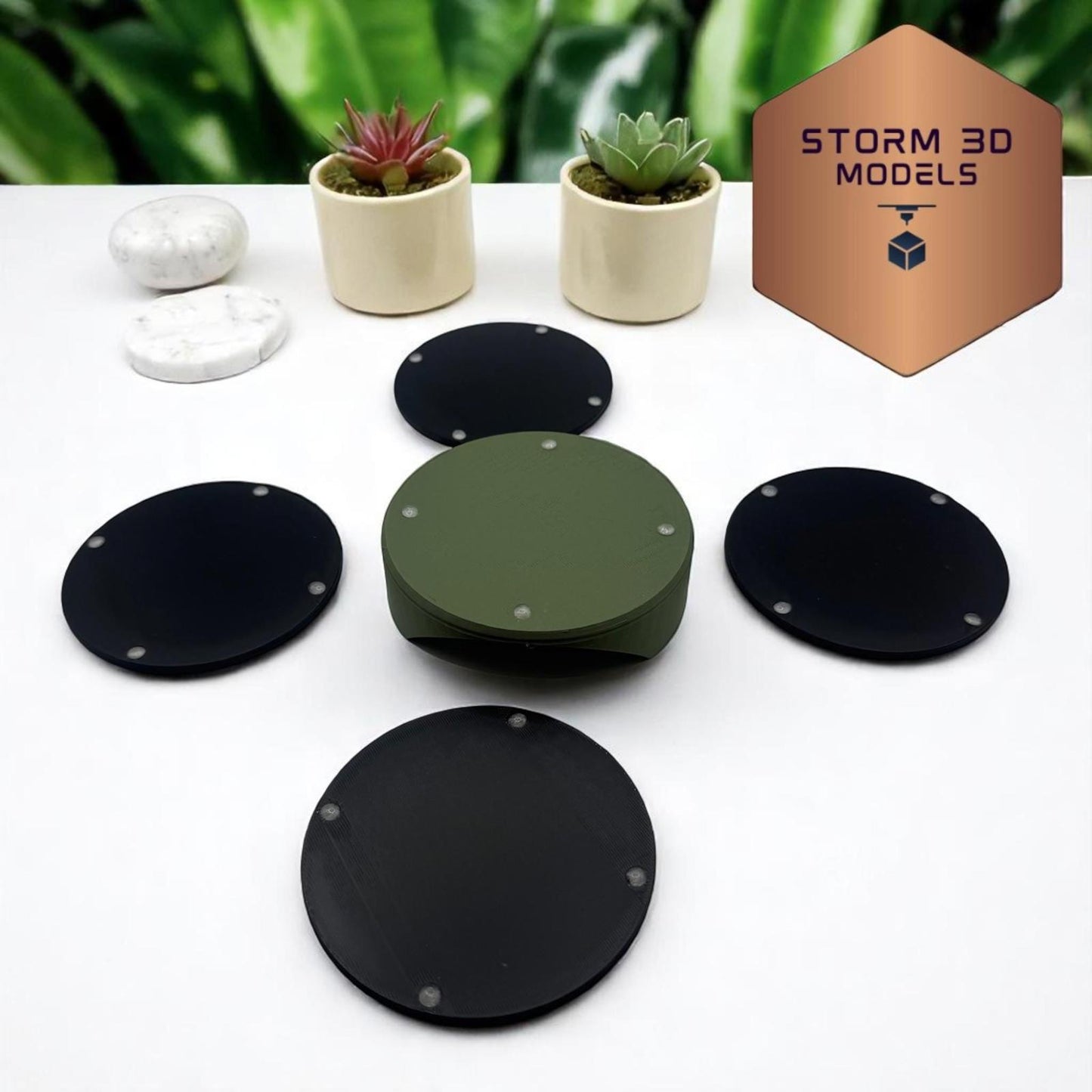 Fendt Coaster Set Round – 3D Printed Farm-Themed Drink Coasters, Tractor Gift