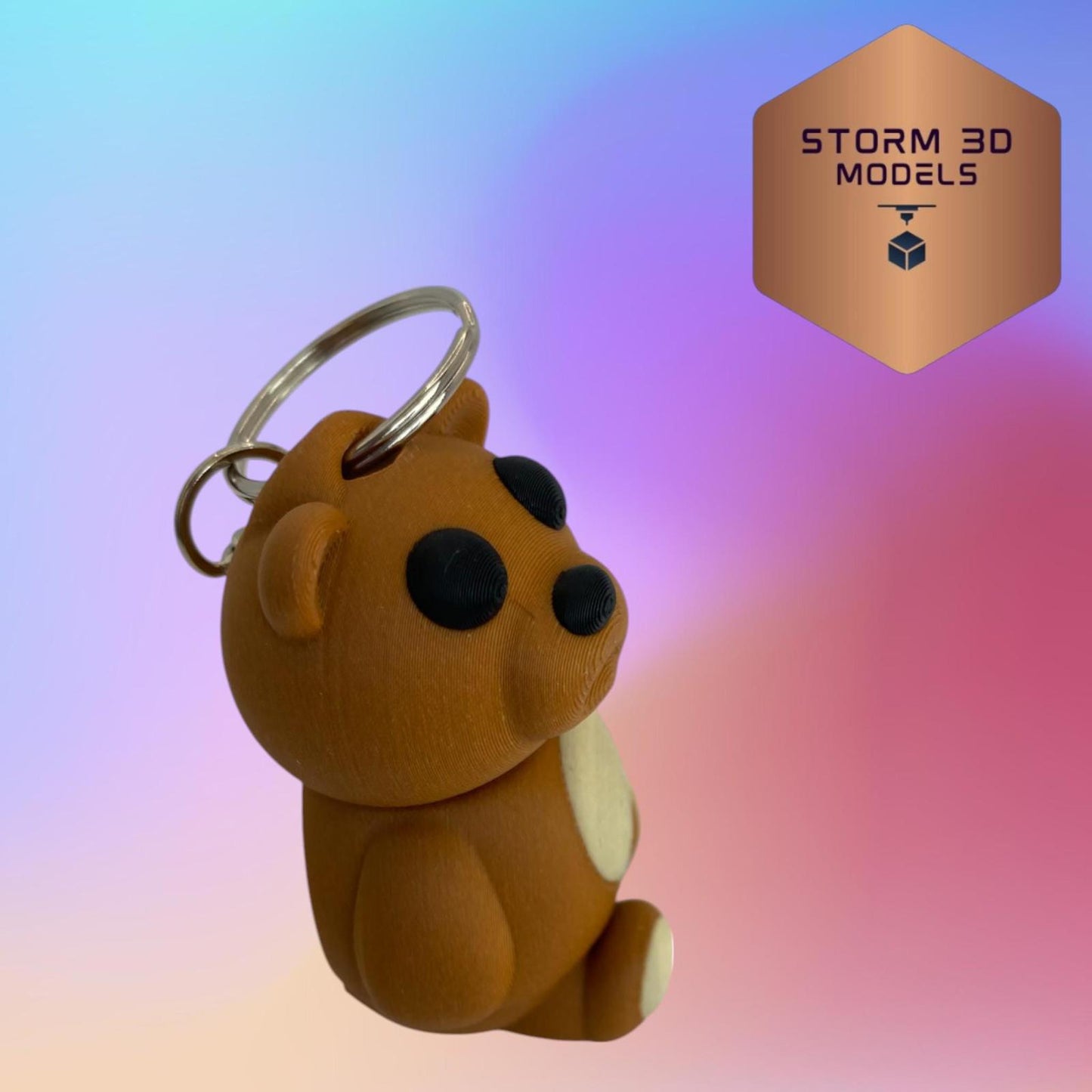 3D Printed Flexi Sitting Bear Keychain,Cute Bear, Fidget Toy, Animal Lover Gift