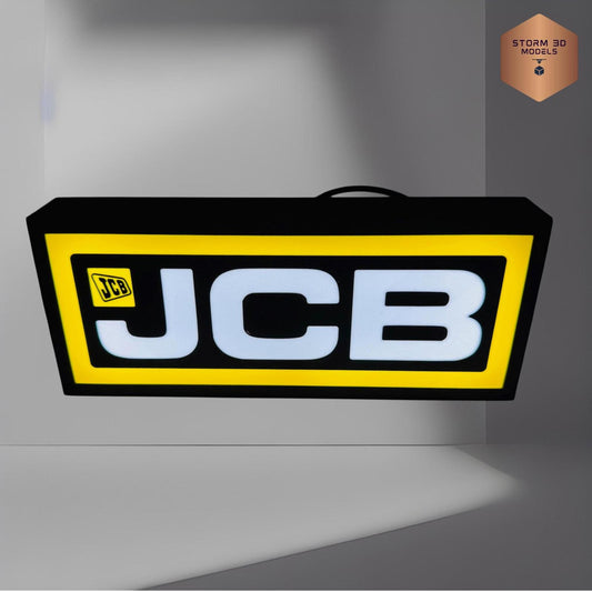JCB Inspired LED Lightbox, New Style Logo – 3D Printed Tractor Logo Lamp, Farmhouse Décor, Gift for Farmers & Tractor Fans, Box type