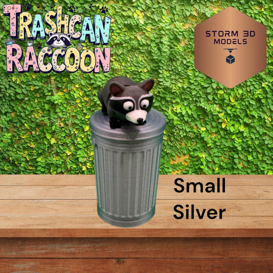 3D Printed Flexi Raccoon in Trash Can – Articulated Dumpster Diver Toy, Funny Desk Buddy, Trash Panda Gift, Cute Animal Fidget, 3 Sizes