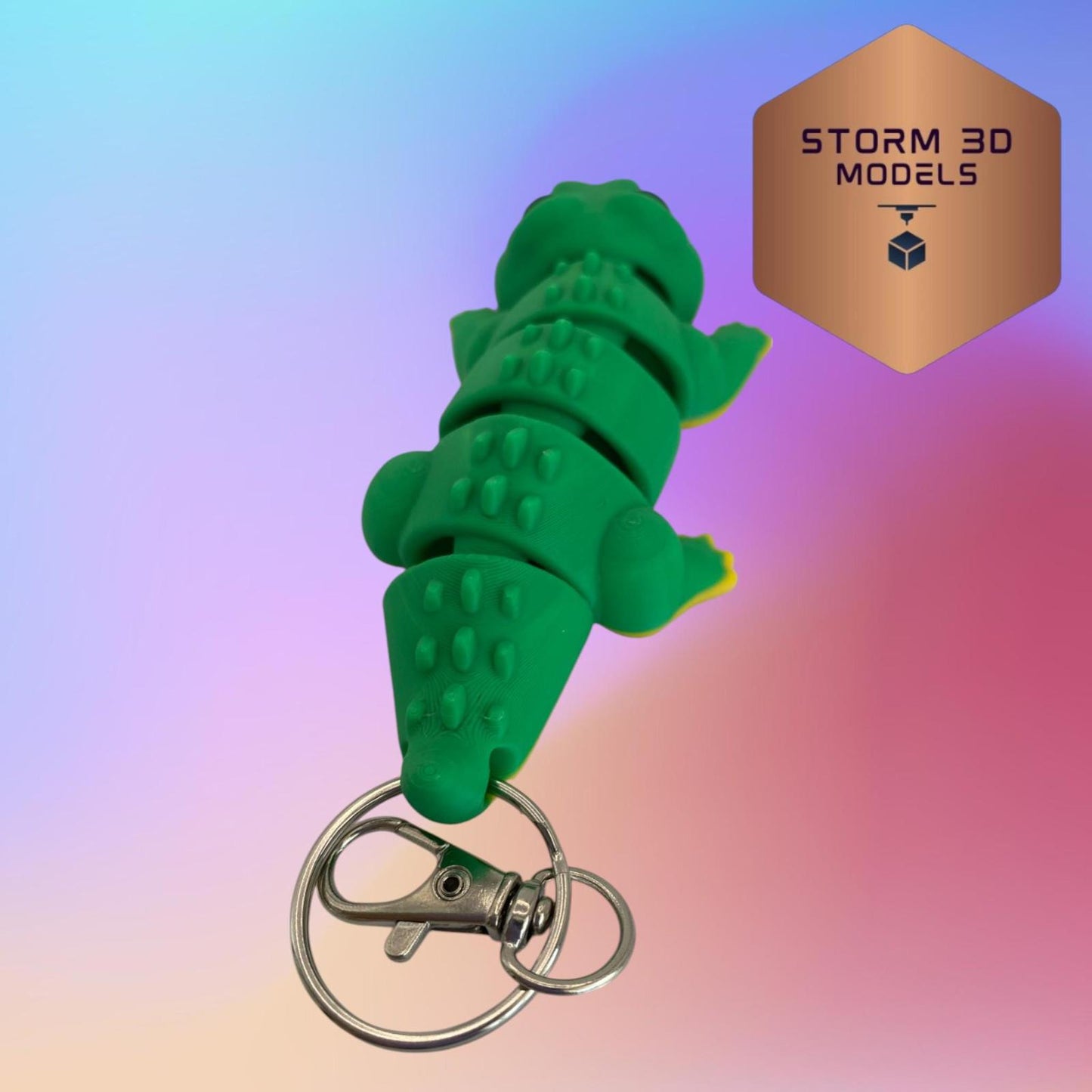 3D Printed Flexi Crocodile Keychain β Cute Poseable Crocodile, Fidget Toy