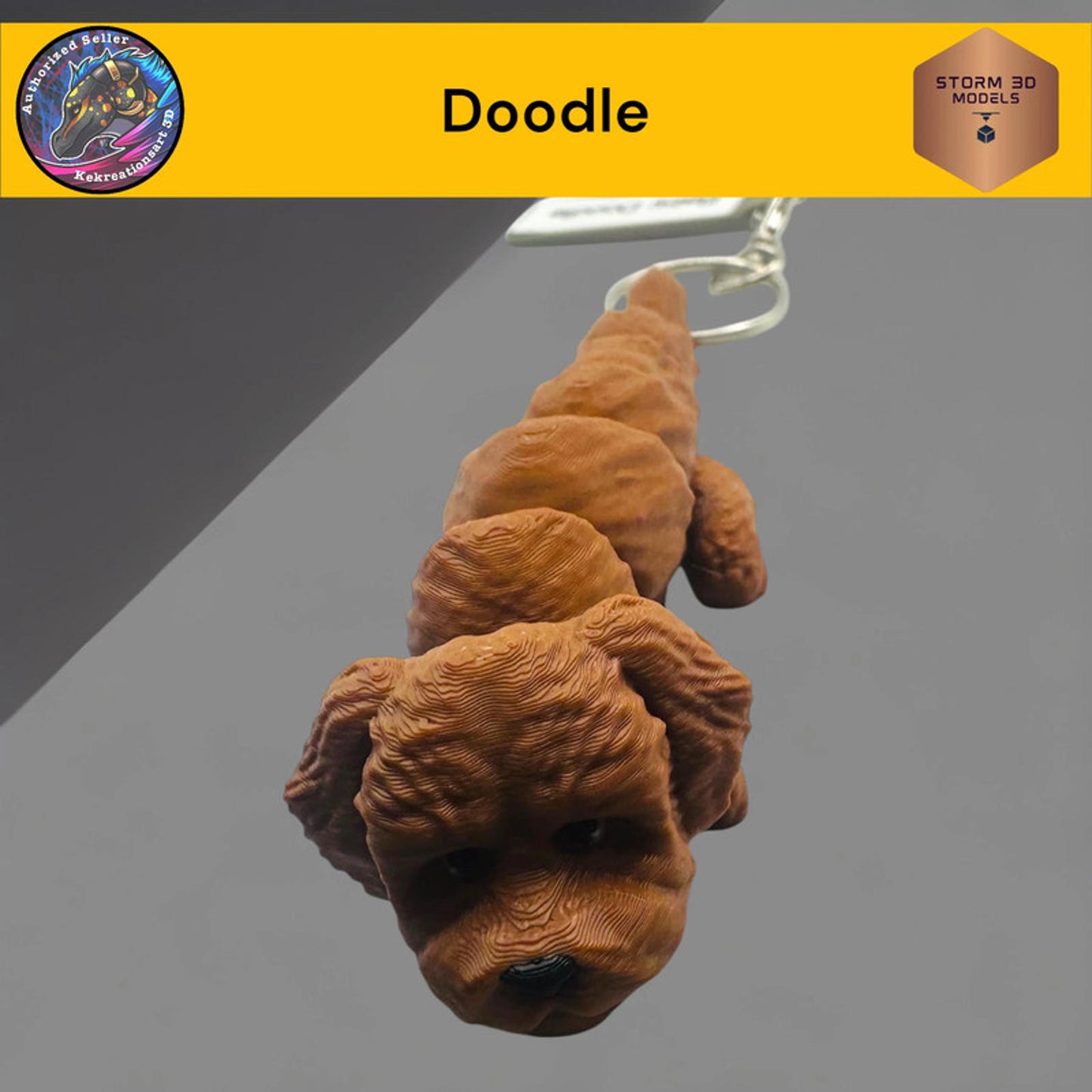 Baby Doodle Flexi Dog Keychain β 3D Printed Articulated Puppy Keyring