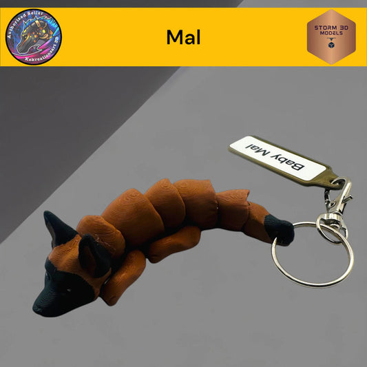 Baby Mal Flexi Dog Keychain – 3D Printed Articulated Puppy Keyring