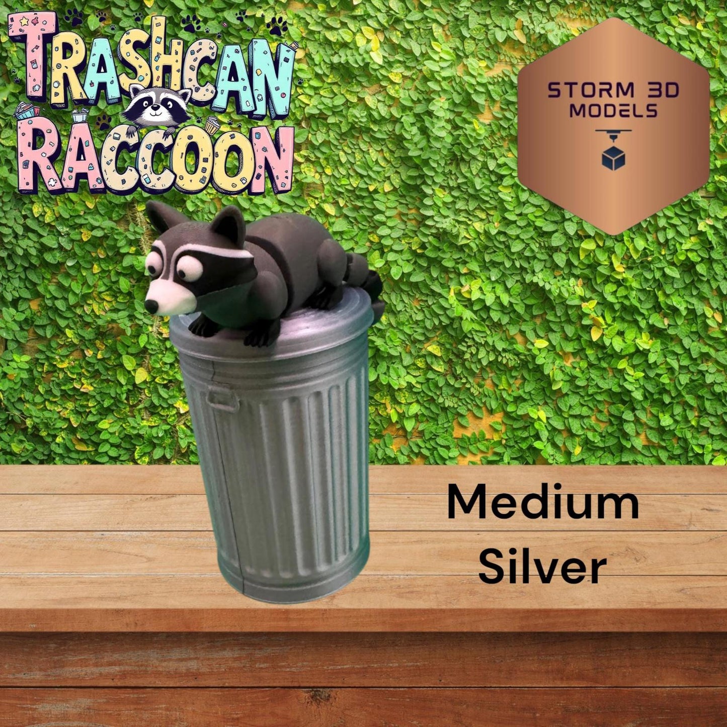 3D Printed Flexi Raccoon in Trash Can – Articulated Dumpster Diver Toy, Funny Desk Buddy, Trash Panda Gift, Cute Animal Fidget, 3 Sizes