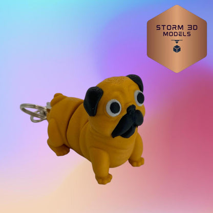3D Printed Flexi Pug Keychain – Squishy-Faced Charm in Wiggly Form!