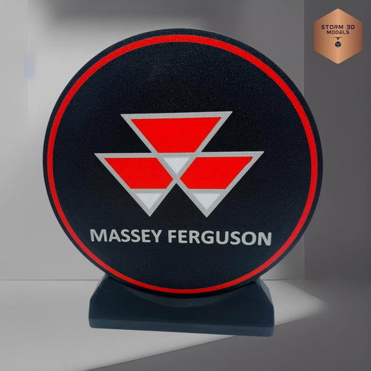 Massey Ferguson Inspired LED Lightbox – 3D Printed Tractor Logo Lamp, Farmhouse Décor, Gift for Farmers & Tractor Fans, standing type