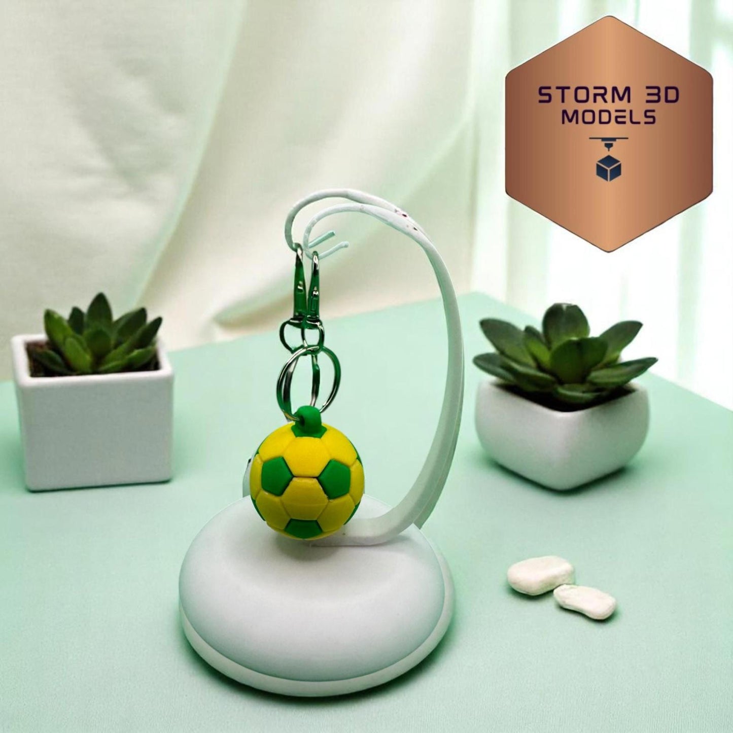 3D Printed Football Keychain – Mini Sports Key Ring,choice of colours