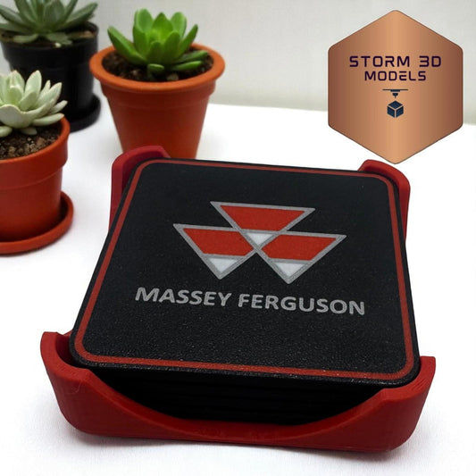 Massey Ferguson Coaster Set Square – 3D Printed Farm-Themed Drink Coasters
