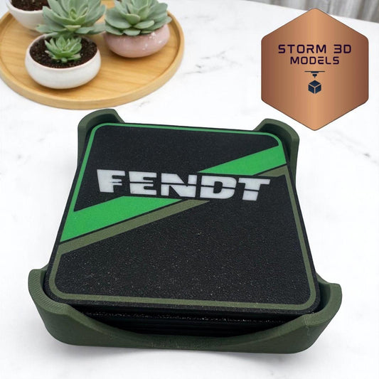 Fendt Coaster Set Square – 3D Printed Farm-Themed Drink Coasters, Tractor Gift