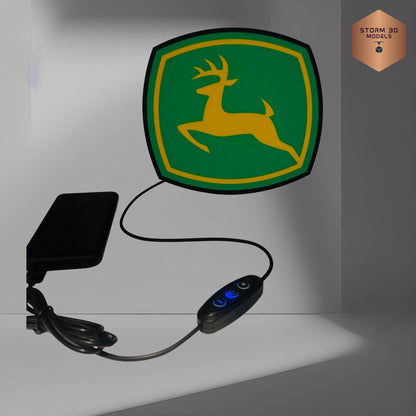 John Deere LED Lightbox – 3D Printed Tractor Logo Lamp, hanging version