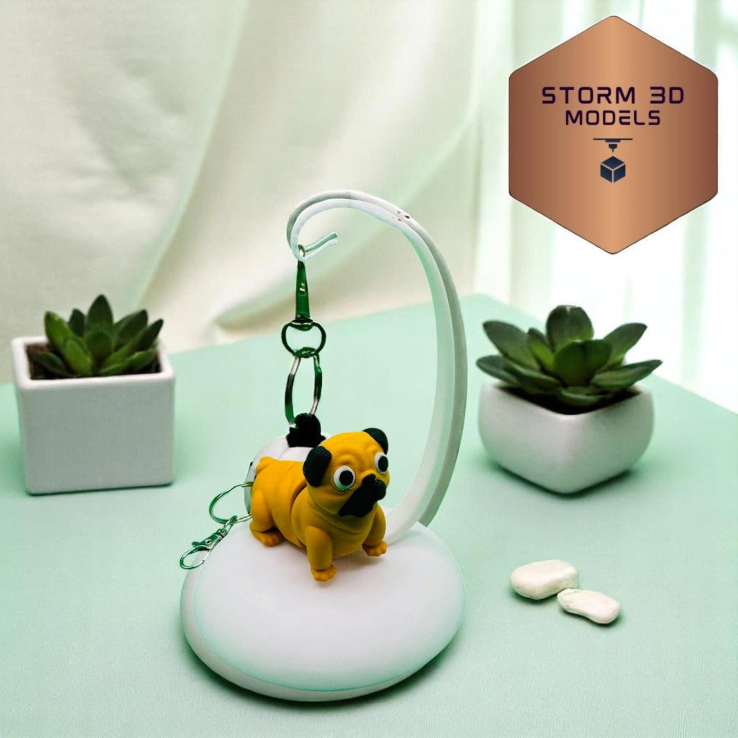 3D Printed Flexi Pug Keychain – Squishy-Faced Charm in Wiggly Form!