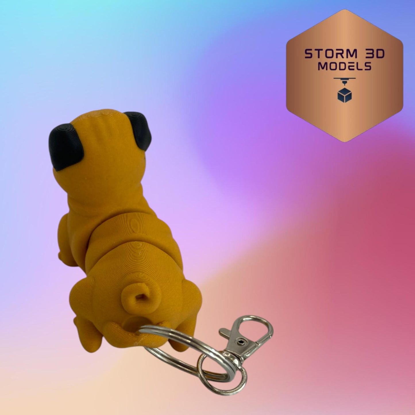 3D Printed Flexi Pug Keychain – Squishy-Faced Charm in Wiggly Form!