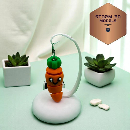 3D Printed Flexi Carrot – Wiggly Articulated Vegetable Toy, Funny Fidget Gift