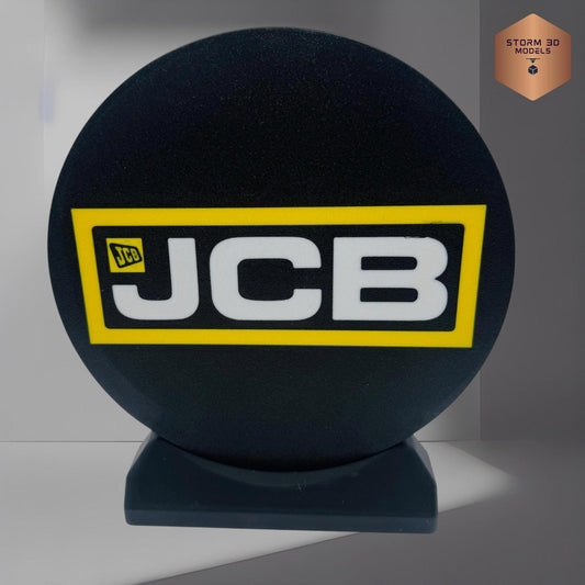 JCB Inspired LED Lightbox, New Style Logo – 3D Printed Tractor Logo Lamp, Farmhouse Décor, Gift for Farmers & Tractor Fans, standing type