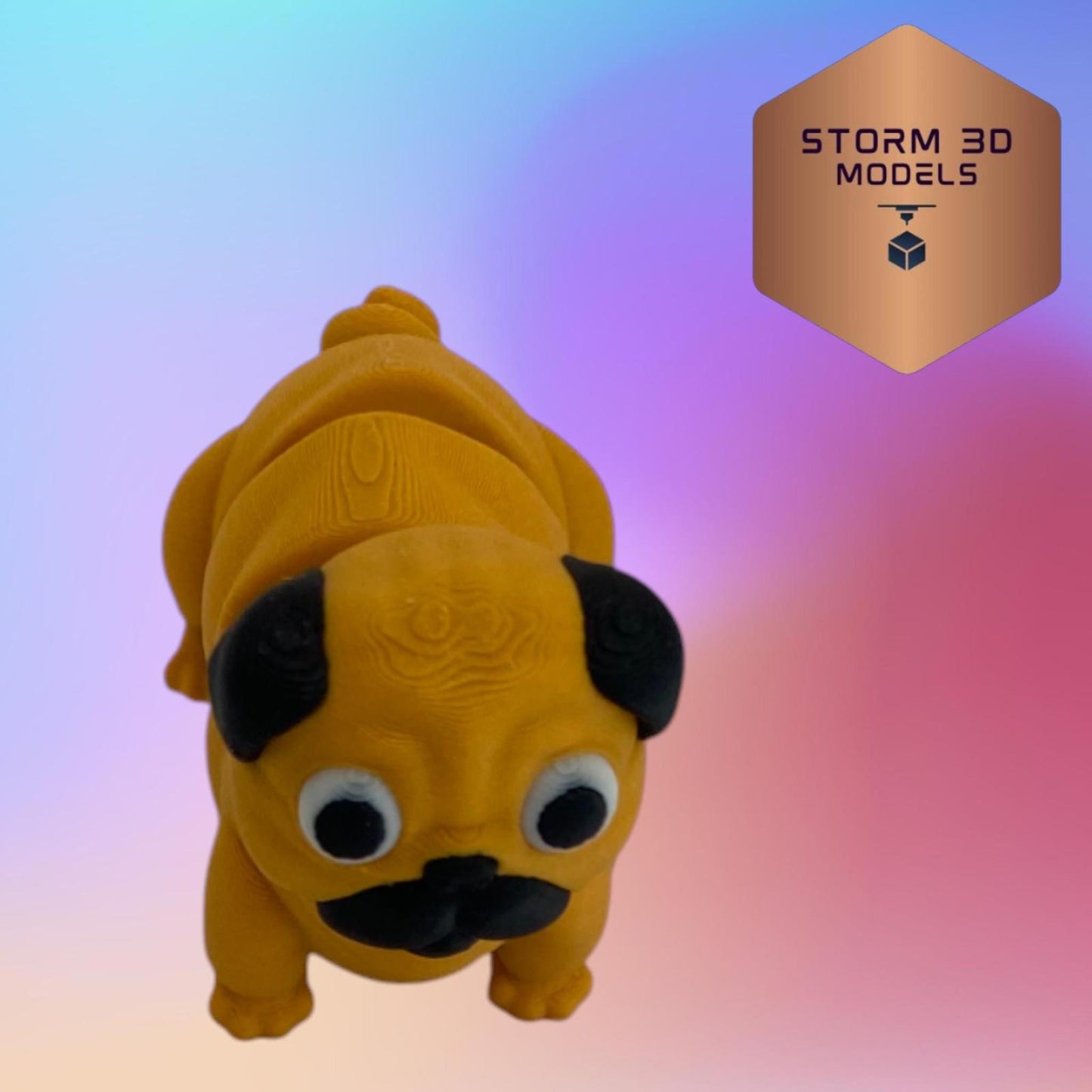 3D Printed Flexi Pug Keychain – Squishy-Faced Charm in Wiggly Form!