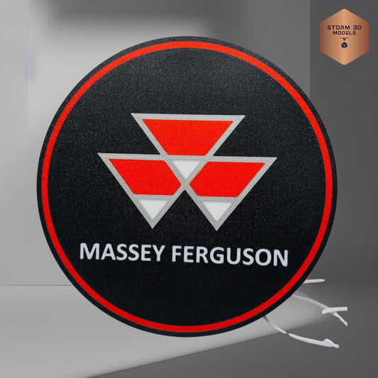 Massey Ferguson Inspired LED Lightbox – 3D Printed Tractor Logo Lamp, Farmhouse Décor, Gift for Farmers & Tractor Fans, hanging type