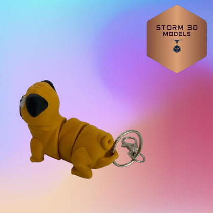 3D Printed Flexi Pug Keychain – Squishy-Faced Charm in Wiggly Form!