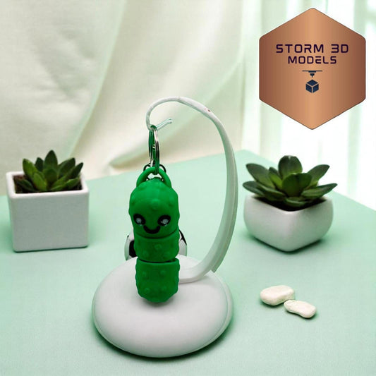 3D Printed Flexi Pickle Keychain – Wiggly Pickle Fidget Toy, Funny Gag Gift