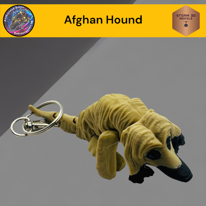Baby Afghan Hound 3D Printed Flexi Keychain