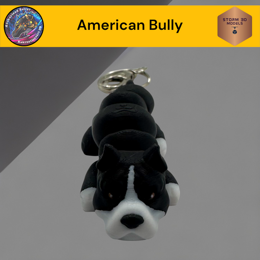 Baby American Bully 3D Printed Flexi Keychain