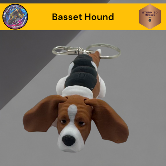 Baby Basset Hound 3D Printed Flexi Keychain