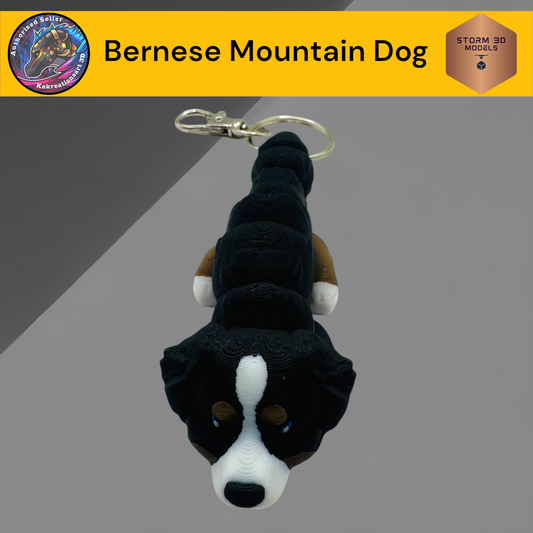 Baby Bernese Mountain Dog 3D printed Flexi Keychain