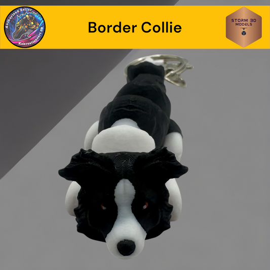 Baby Border Collie 3d Printed Flexi Keychain