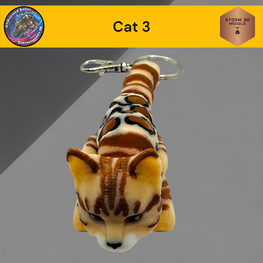 Baby Cat style 3 3d Printed Flexi Keychain
