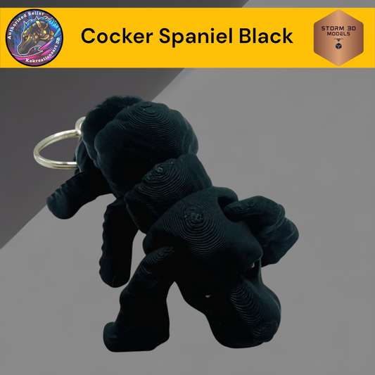 Baby Cocker Spaniel Black 3d Printed Flexi Keychain